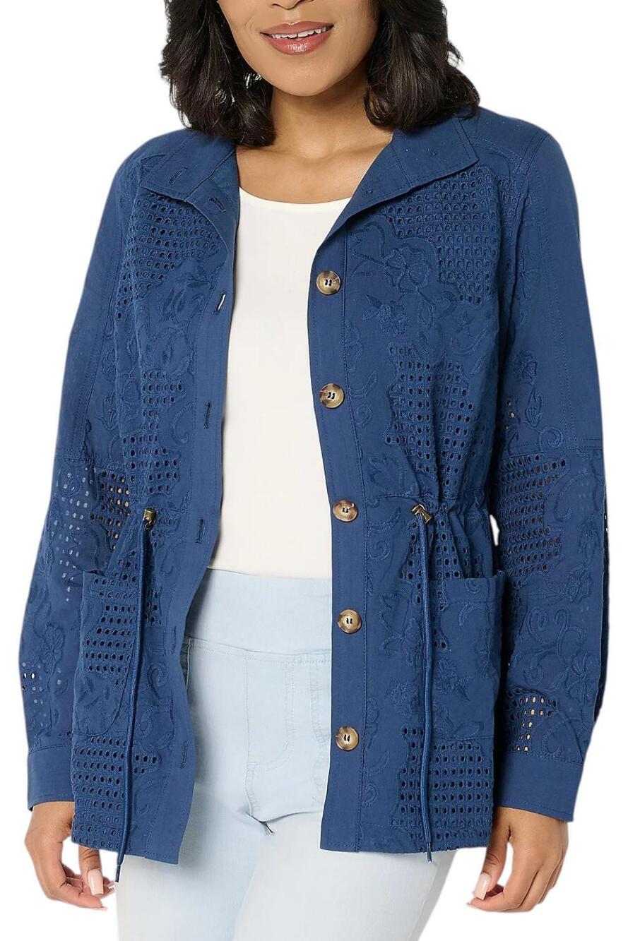 Belle by Kim Gravel Mixed Media Lace Anorak Indigo - Regular